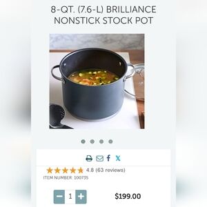 Pampered Chef 8qt Brilliance Non Stick Stock Pot
